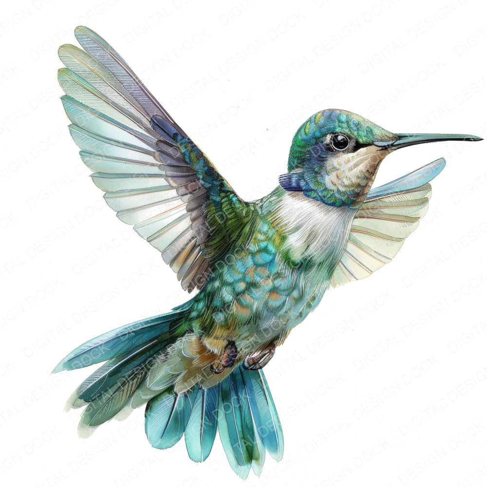 Small Hummingbird fussy cut sheet in A4 format showing all 12 designs on one printable page