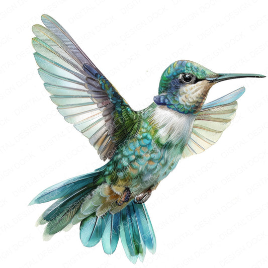 Small Hummingbird fussy cut sheet in A4 format showing all 12 designs on one printable page