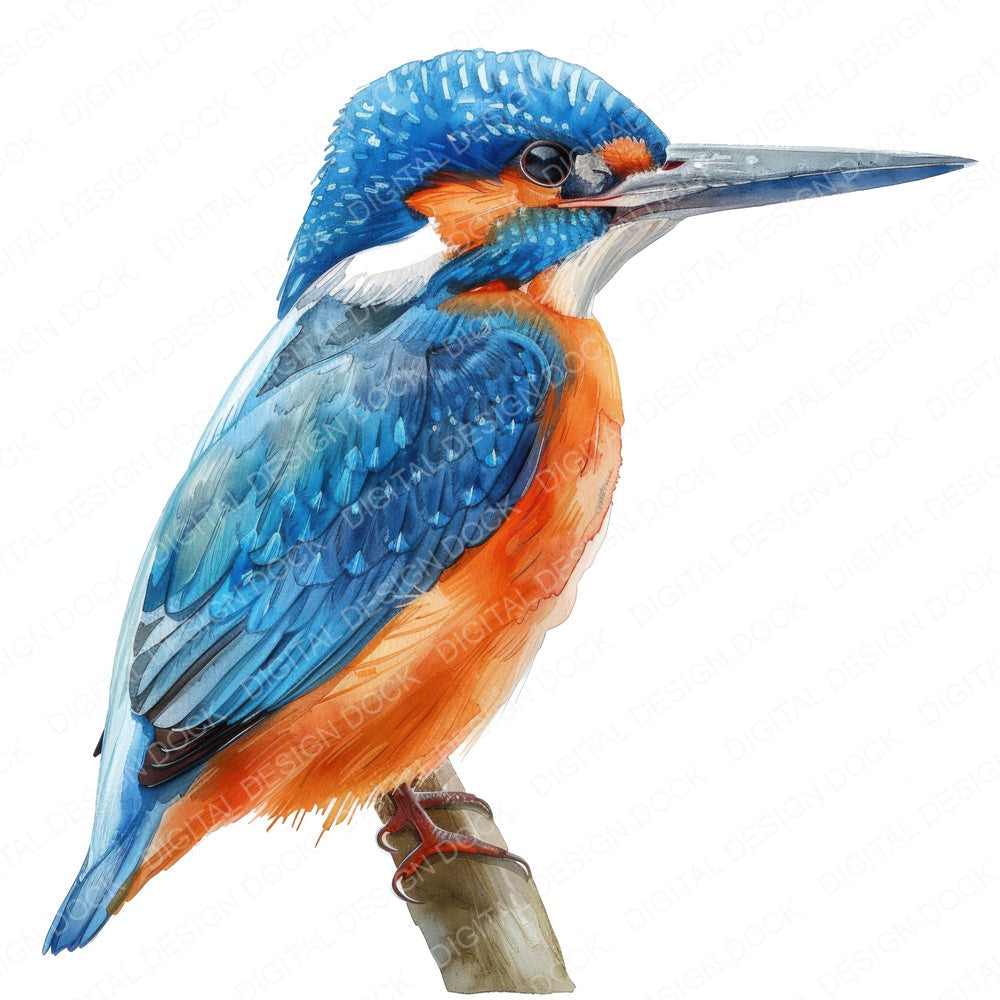Small Kingfisher fussy cut sheet in A4 format showing all 12 designs on one printable page