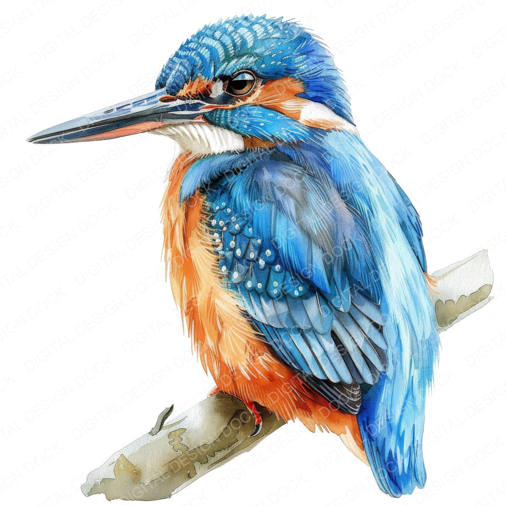 Small Kingfisher fussy cut sheet in US Letter format showing all 12 designs on one printable page