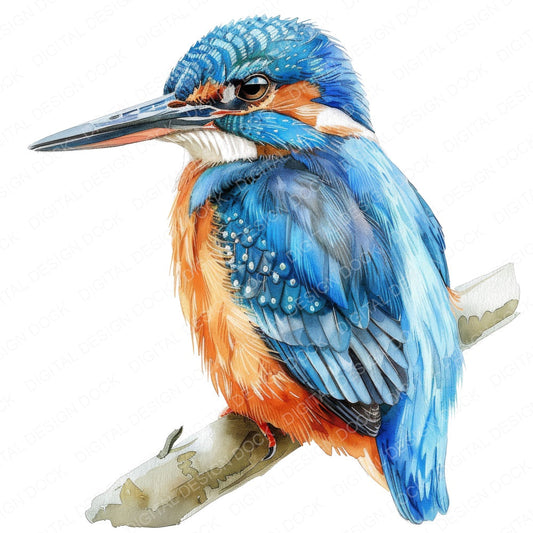 Small Kingfisher fussy cut sheet in US Letter format showing all 12 designs on one printable page
