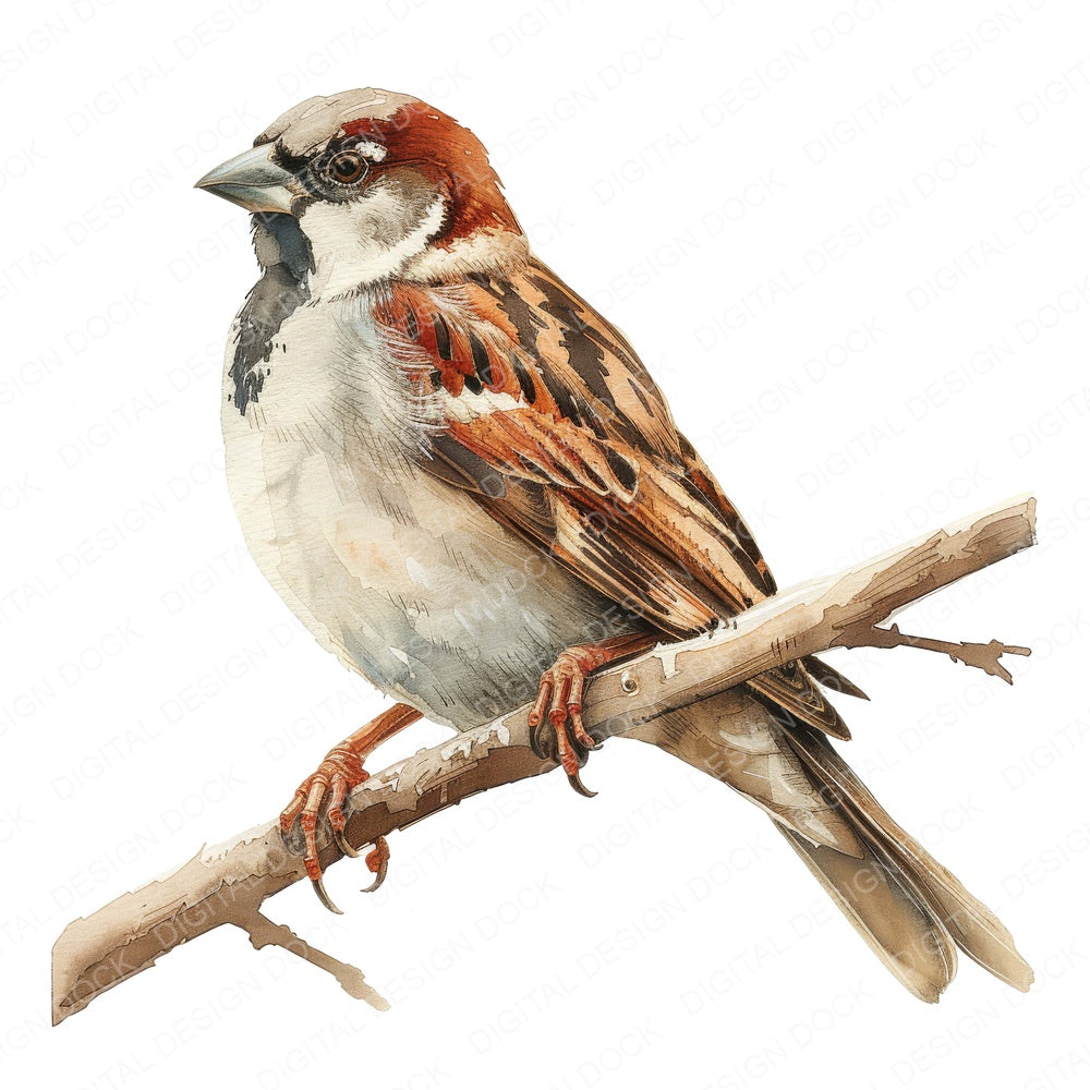 Small Sparrow fussy cut sheet in A4 format showing all 12 designs on one printable page