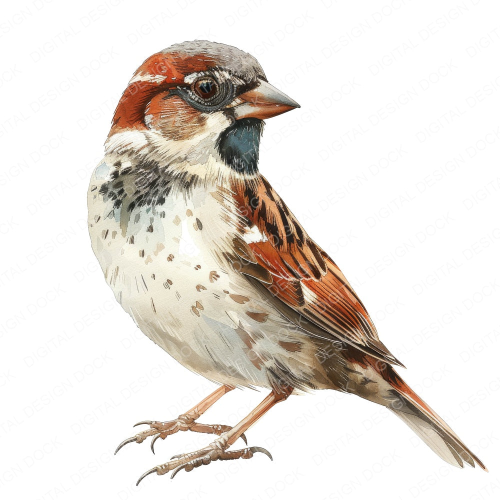 Small Sparrow fussy cut sheet in US Letter format showing all 12 designs on one printable page