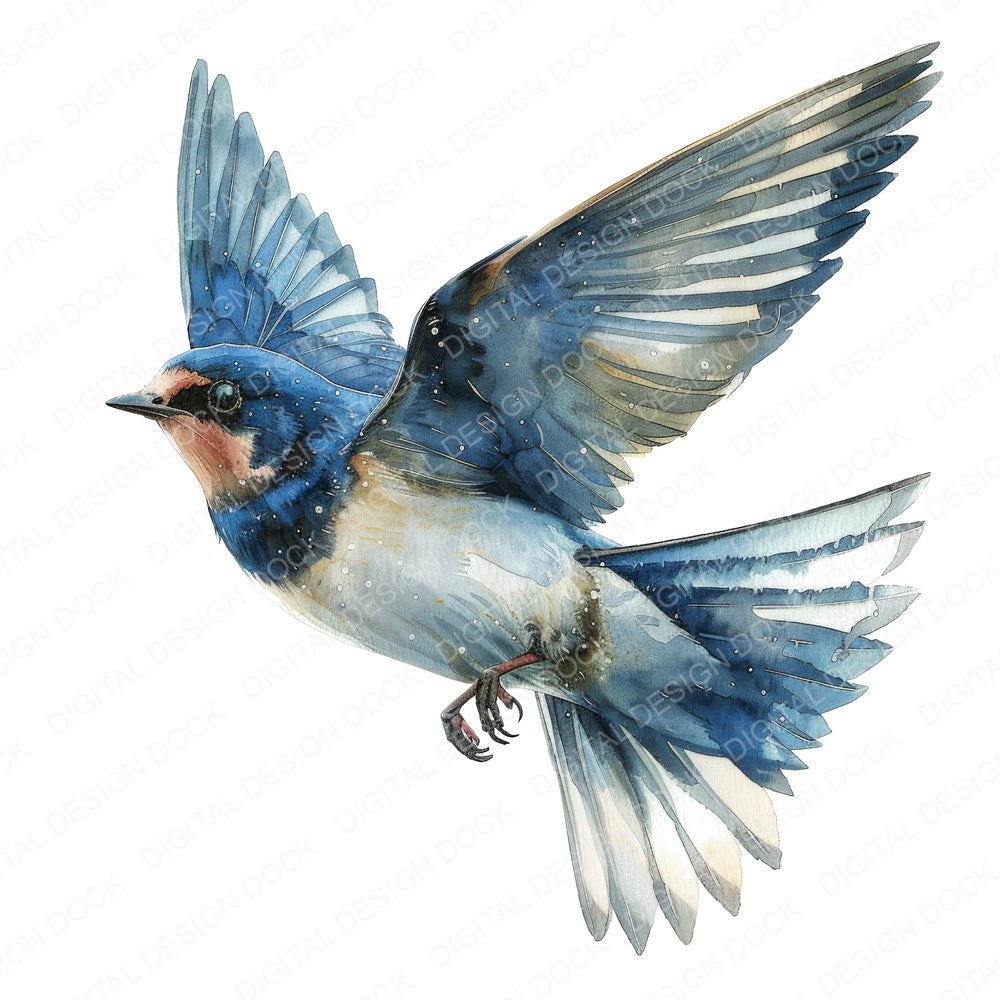 Small Swallow fussy cut sheet in US Letter format showing all 12 designs on one printable page