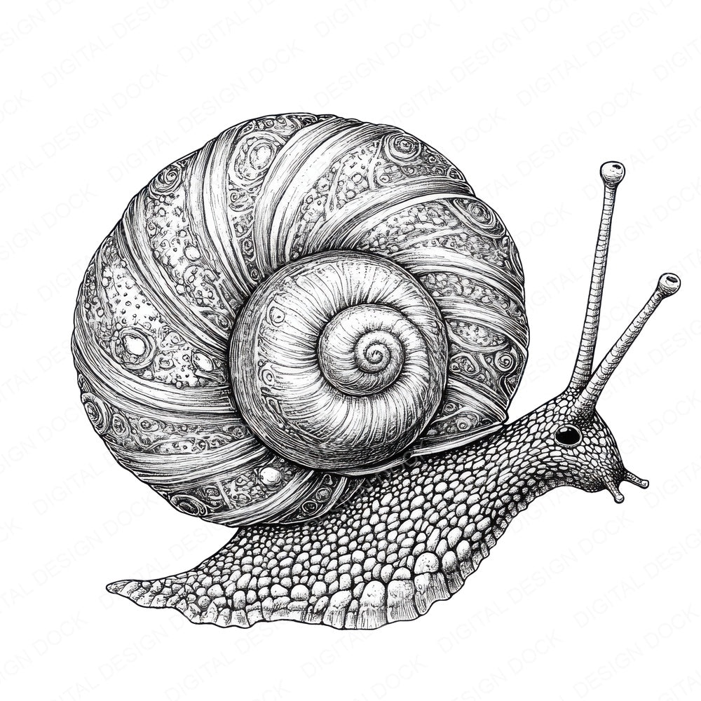 Snail Drawing fussy cut sheet in A4 format showing all 12 designs on one printable page