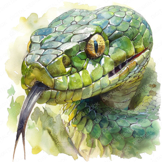 Snake Head Close Up fussy cut sheet in A4 format showing all 12 designs on one printable page