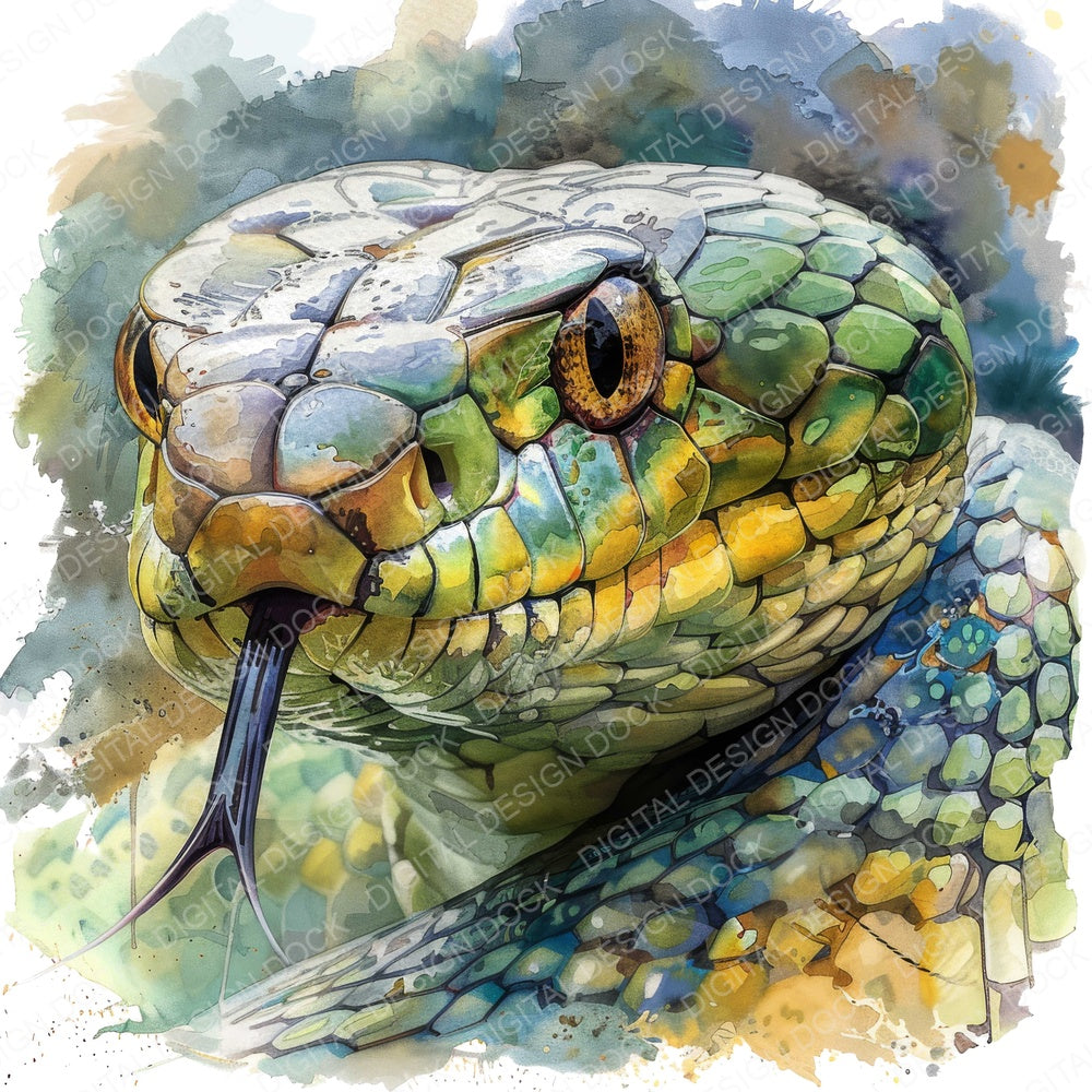 Snake Head Close Up fussy cut sheet in US Letter format showing all 12 designs on one printable page