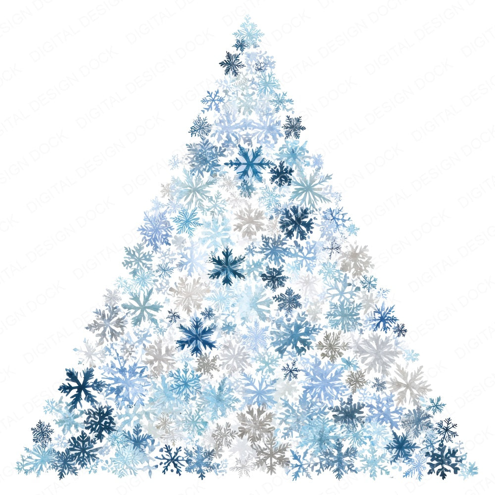 Snowflake Christmas Tree fussy cut sheet in US Letter format showing all 12 designs on one printable page