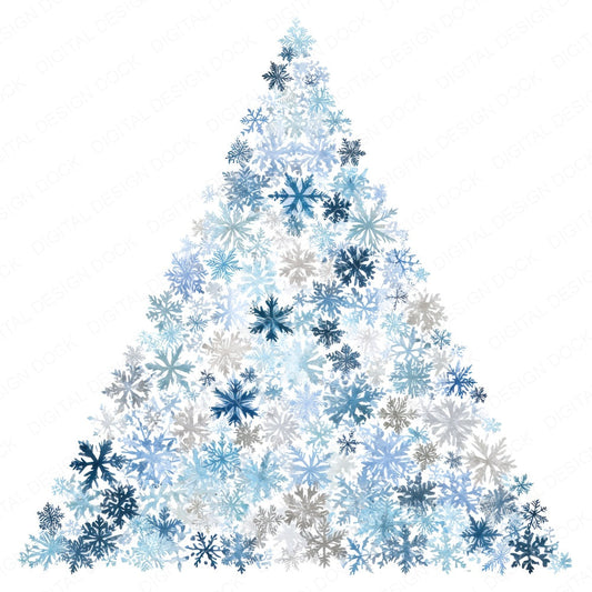 Snowflake Christmas Tree fussy cut sheet in US Letter format showing all 12 designs on one printable page