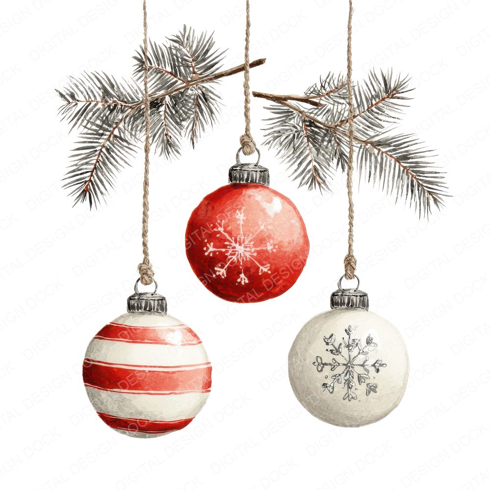 Snowflake Striped Baubles Clipart Set (DDD006605)
