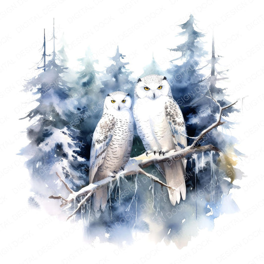 Snowy Owl fussy cut sheet in A4 format showing all 12 designs on one printable page