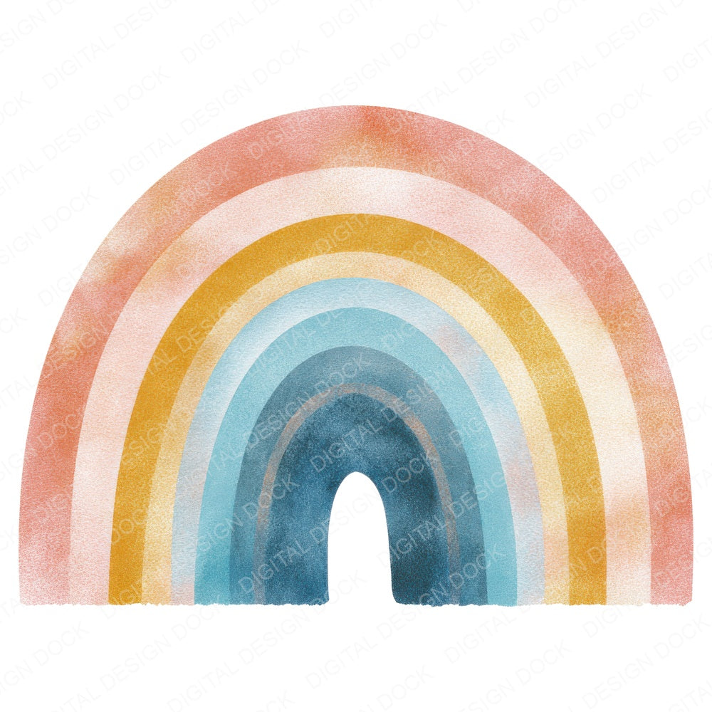 Soft Pastel Watercolour Rainbow fussy cut sheet in A4 format showing all 12 designs on one printable page