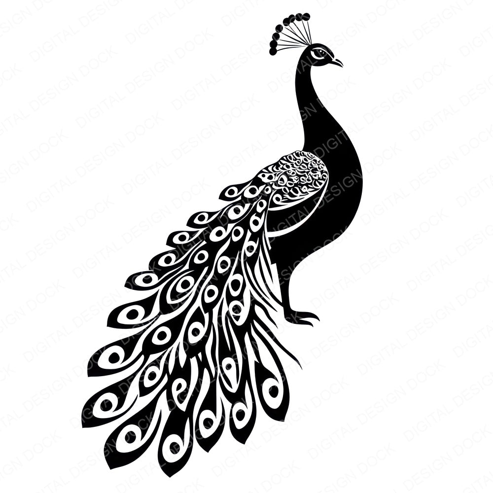 Solid Peacock Silhouette fussy cut sheet in A4 format showing all 12 designs on one printable page