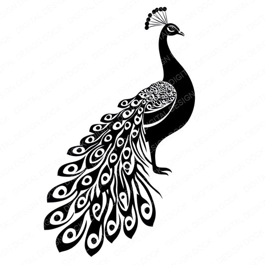 Solid Peacock Silhouette fussy cut sheet in A4 format showing all 12 designs on one printable page