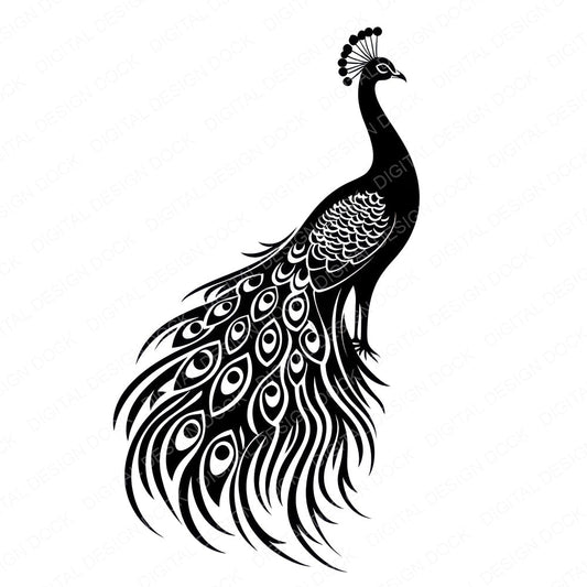 Solid Peacock Silhouette fussy cut sheet in US Letter format showing all 12 designs on one printable page