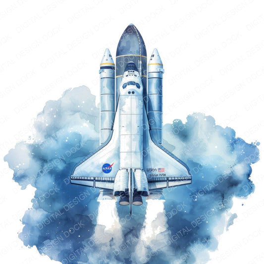 Space Shuttle in Orbit fussy cut sheet in A4 format showing all 12 designs on one printable page