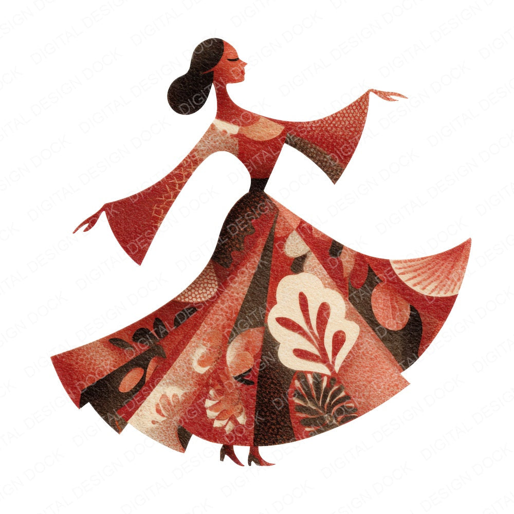 Spanish Folk Dancer fussy cut sheet in A4 format showing all 12 designs on one printable page