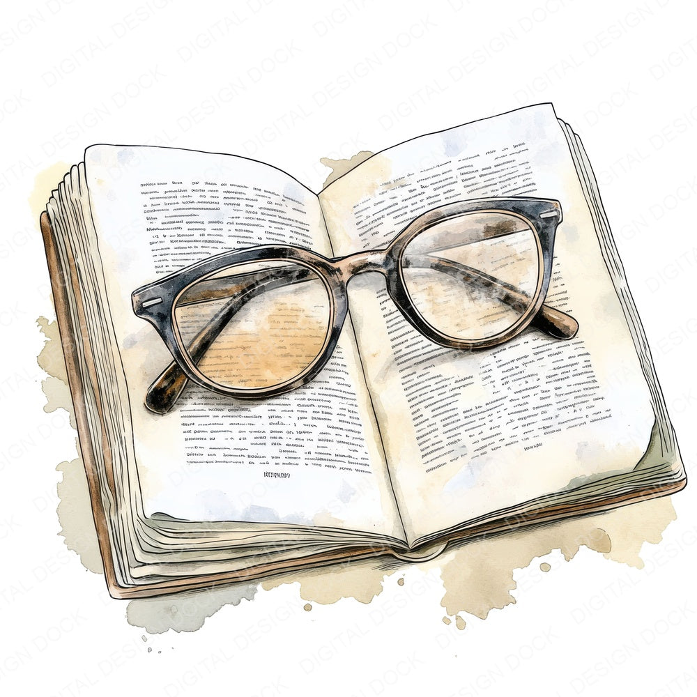 Spectacles on Newspaper fussy cut sheet in A4 format showing all 12 designs on one printable page