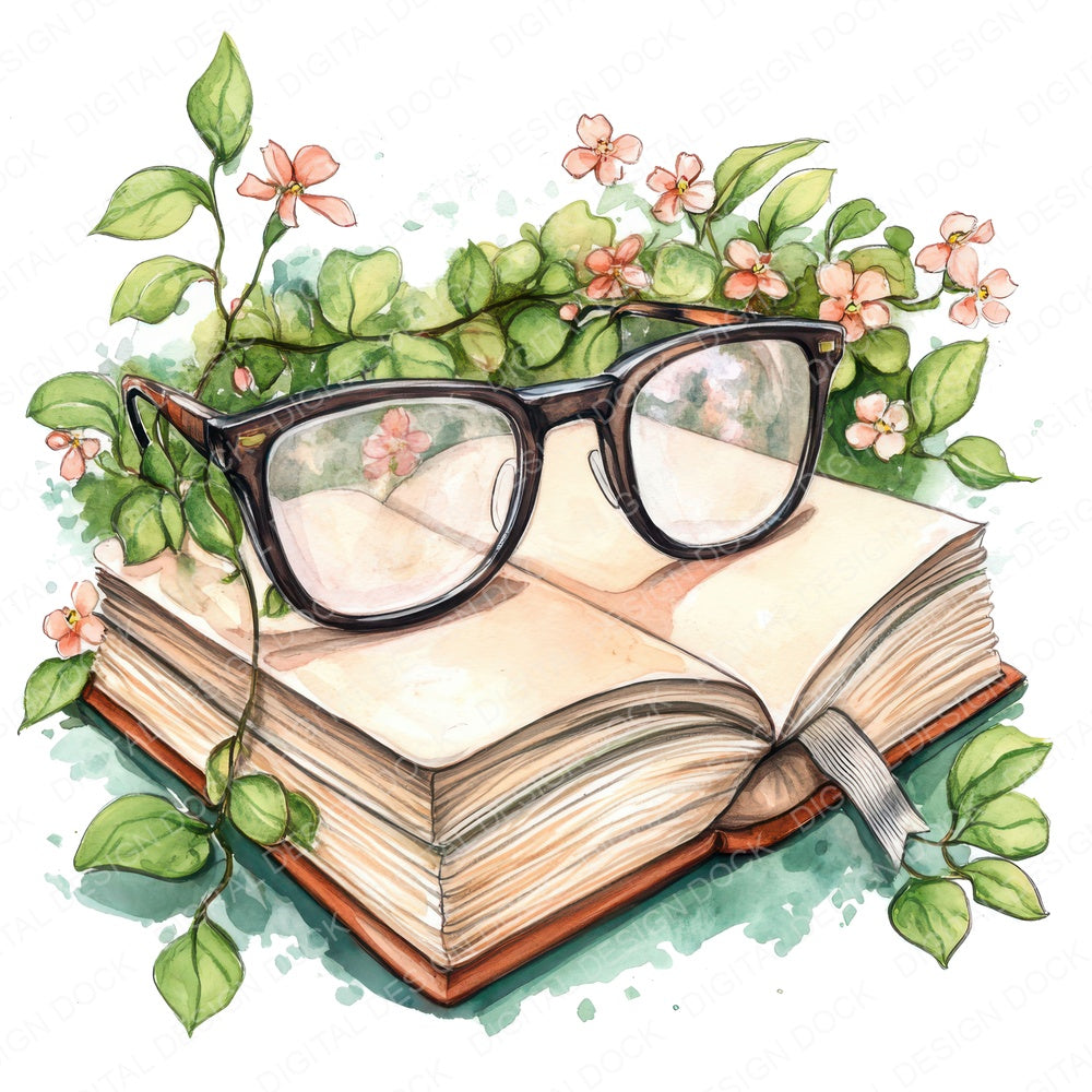 Spectacles with Flower Vine fussy cut sheet in A4 format showing all 12 designs on one printable page