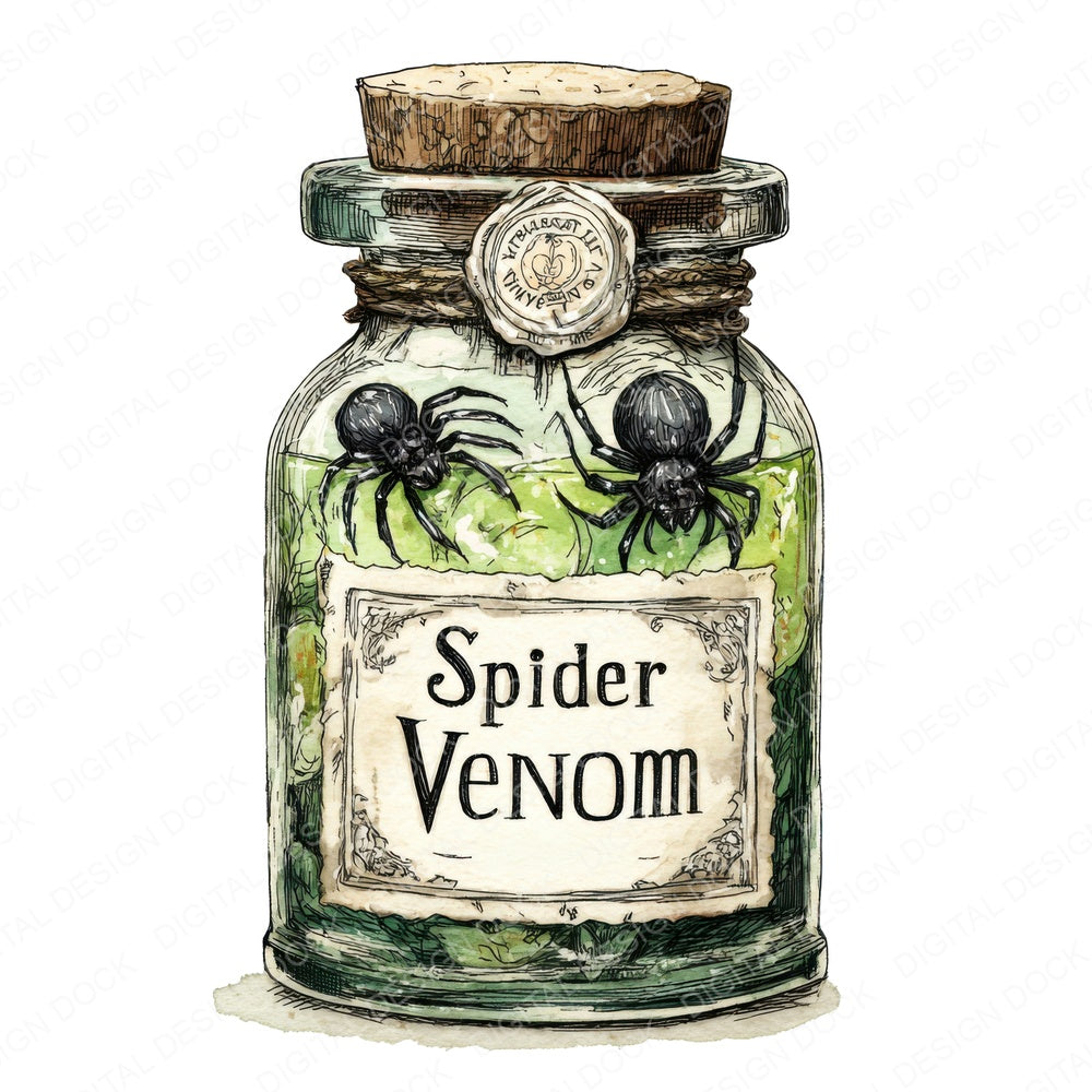 Spider Venom Halloween Jar fussy cut sheet in A4 format showing all 12 designs on one printable page