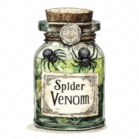 Spider Venom Halloween Jar fussy cut sheet in A4 format showing all 12 designs on one printable page