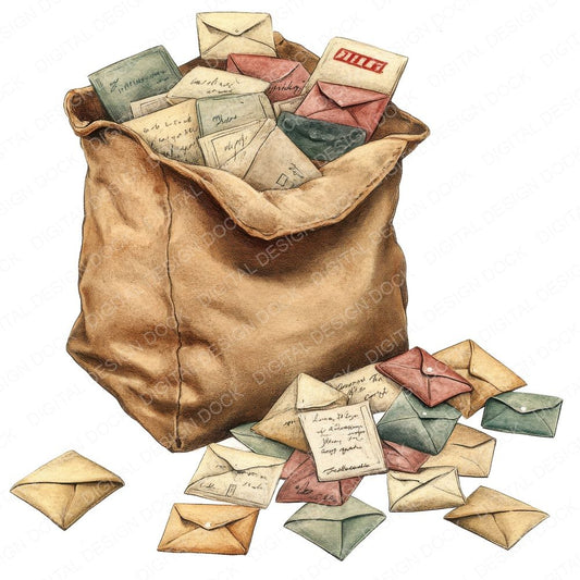 Spilled Vintage Mailbag Clipart Set (DDD006633)