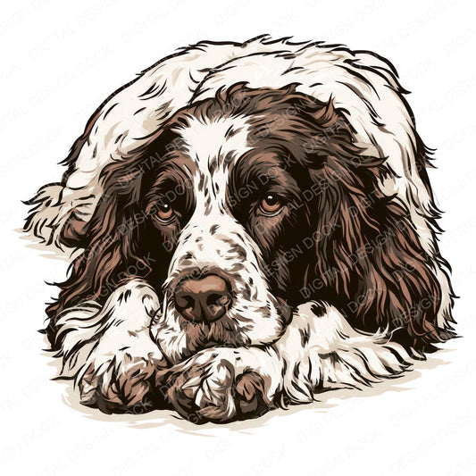 Single Springer Spaniel Watercolour Dog clipart design shown full size