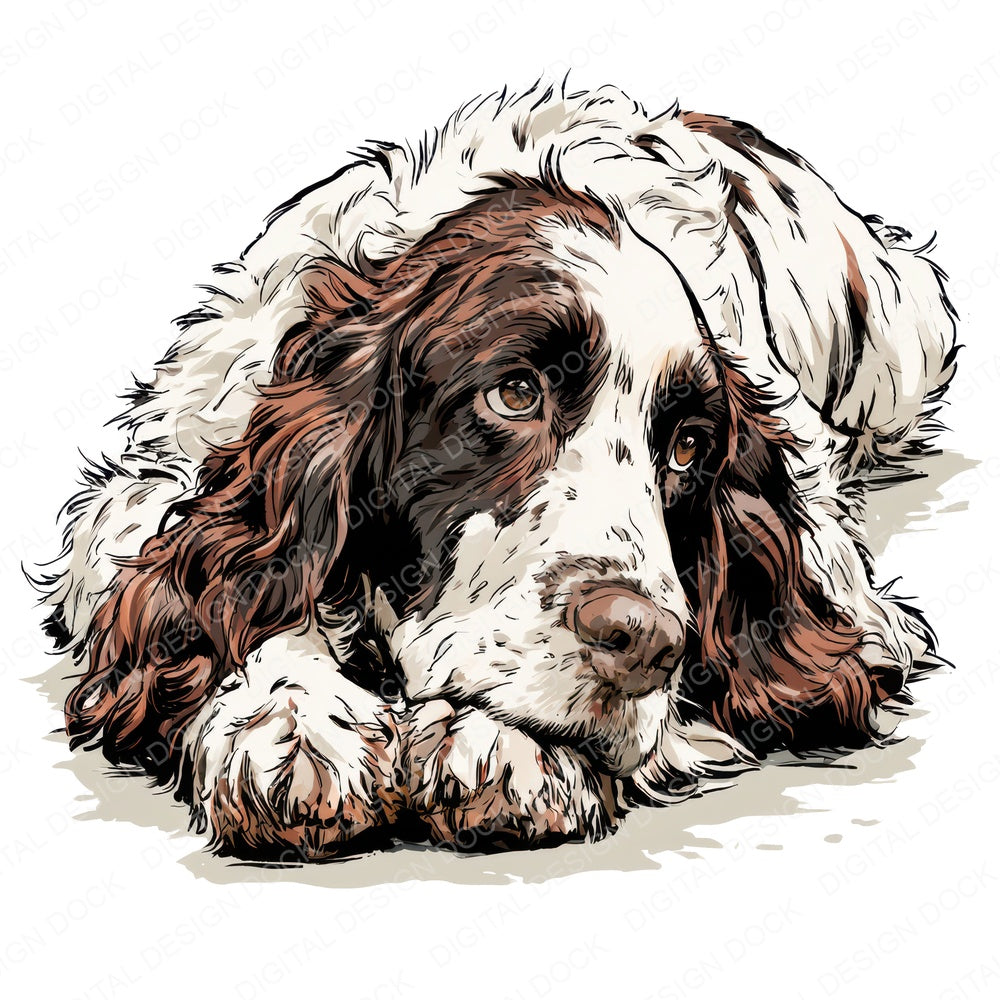 Another Springer Spaniel Watercolour Dog design shown full size