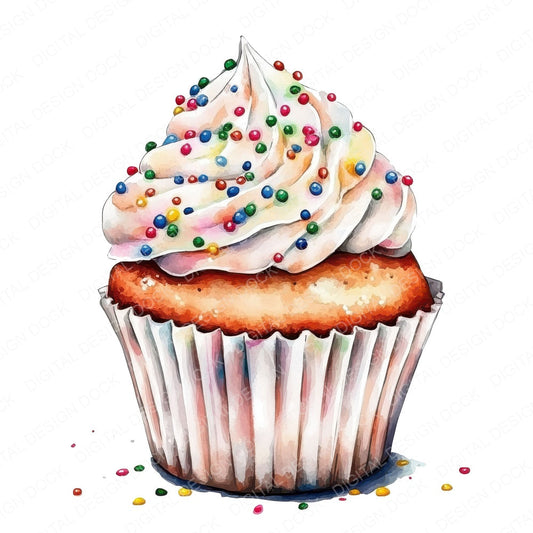 Sprinkle Cupcake fussy cut sheet in A4 format showing all 12 designs on one printable page