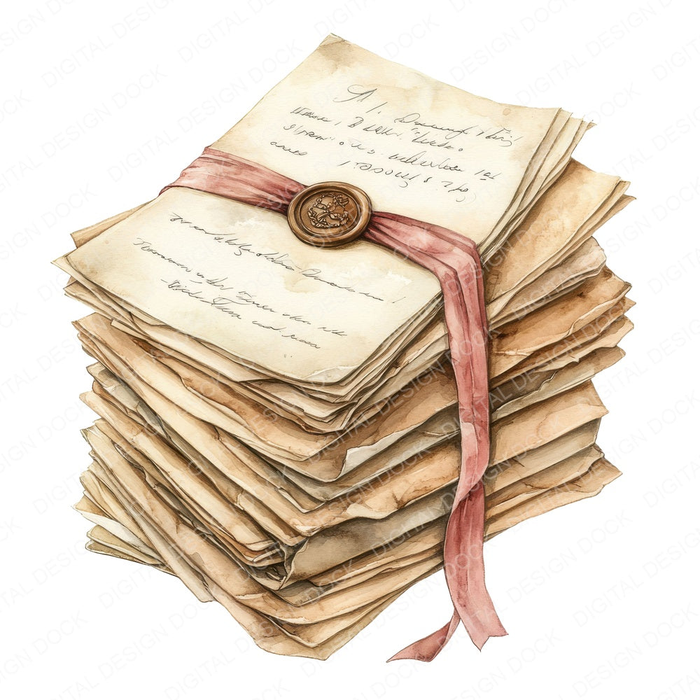 Stack of Love Letters fussy cut sheet in US Letter format showing all 12 designs on one printable page
