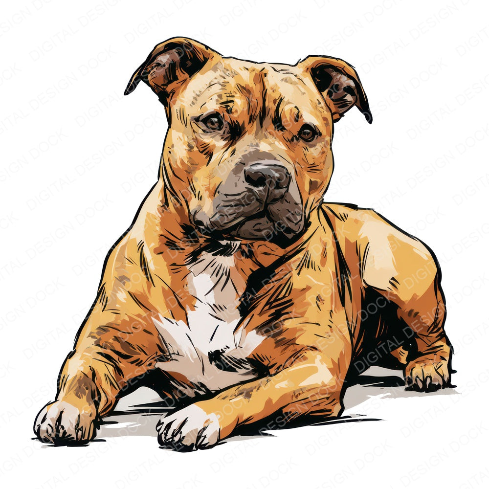 Another Staffordshire Bull Terrier Watercolour Dog design shown full size