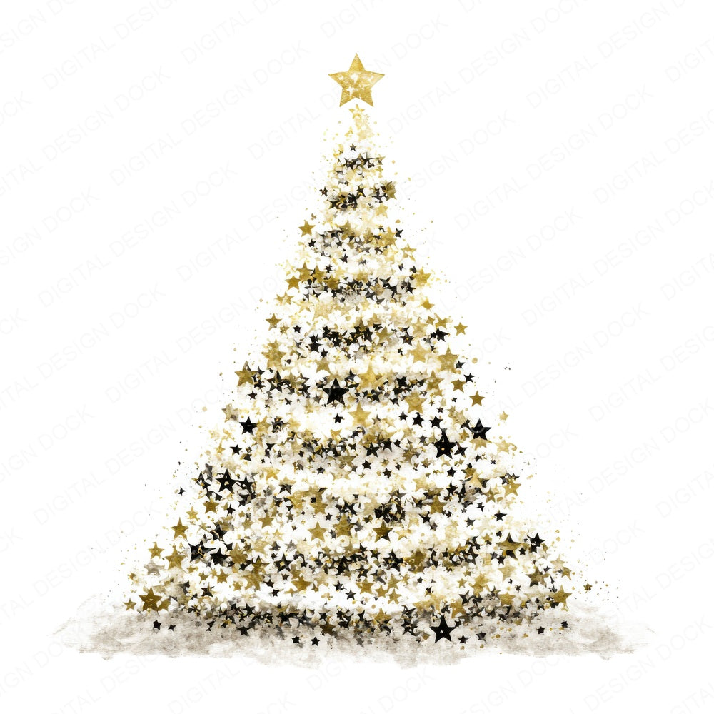 Star Spiral Christmas Tree fussy cut sheet in A4 format showing all 12 designs on one printable page