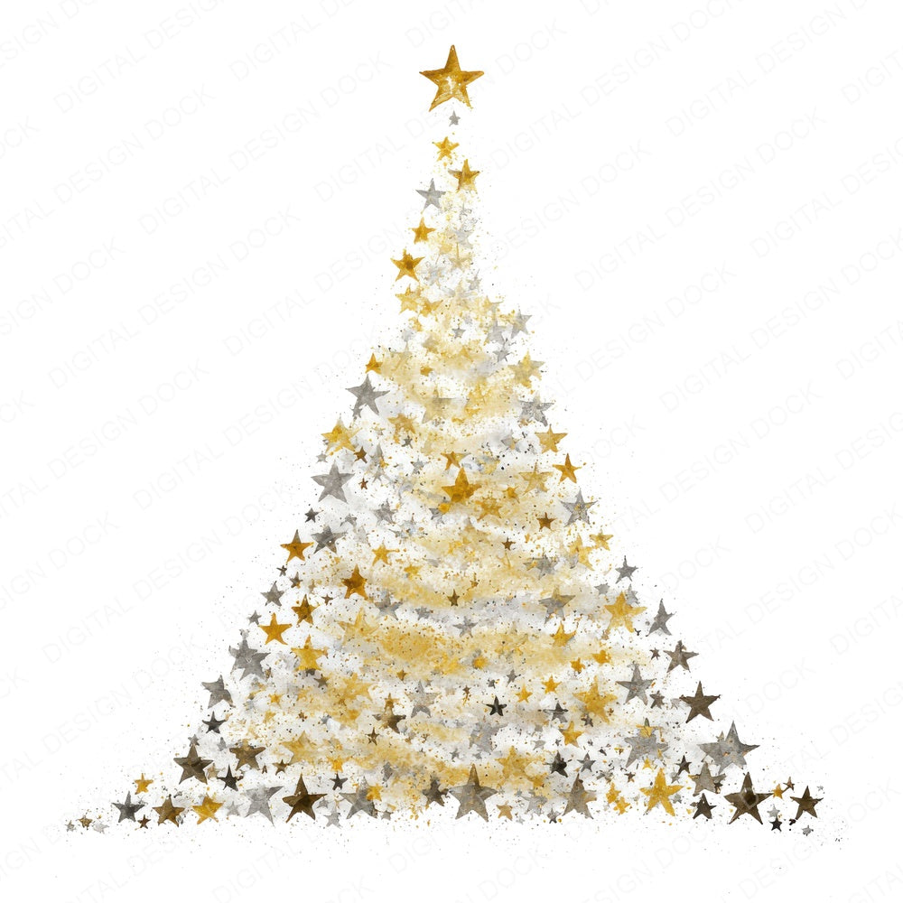 Star Spiral Christmas Tree fussy cut sheet in US Letter format showing all 12 designs on one printable page
