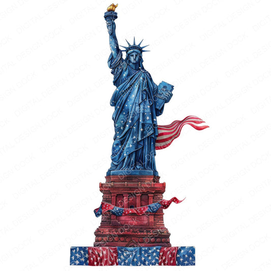 Statue of Liberty American Flag fussy cut sheet in US Letter format showing all 12 designs on one printable page