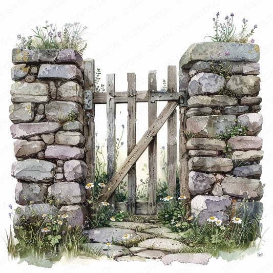 Stine Wall Front Graden Gate fussy cut sheet in A4 format showing all 12 designs on one printable page