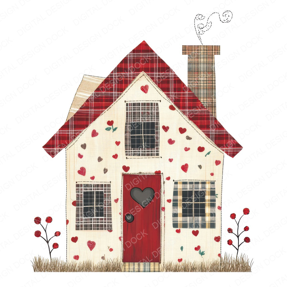 Stitched Patchwork House fussy cut sheet in A4 format showing all 12 designs on one printable page