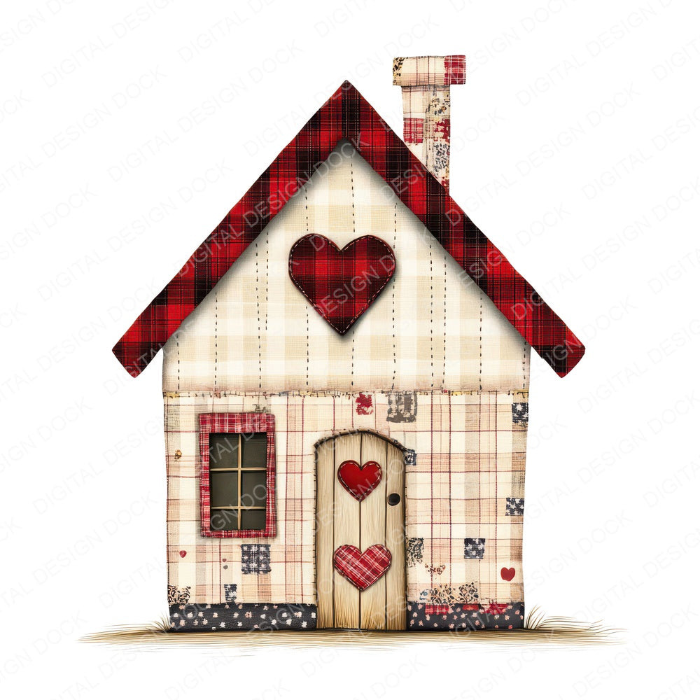 Stitched Patchwork House fussy cut sheet in US Letter format showing all 12 designs on one printable page