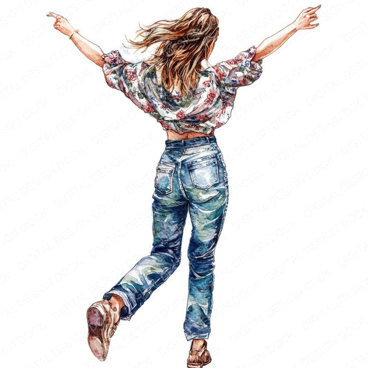 Street Dancing Woman fussy cut sheet in A4 format showing all 12 designs on one printable page