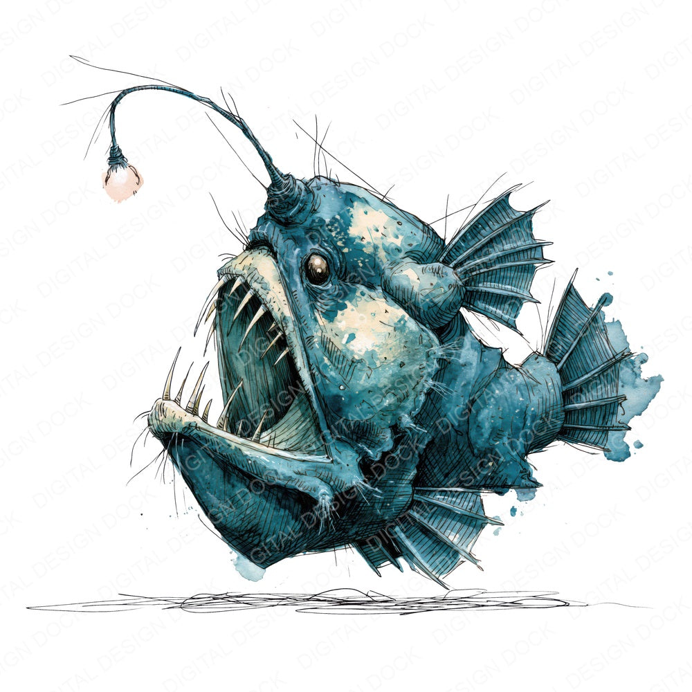 Stylised Anglerfish Clipart Set (DDD014525)