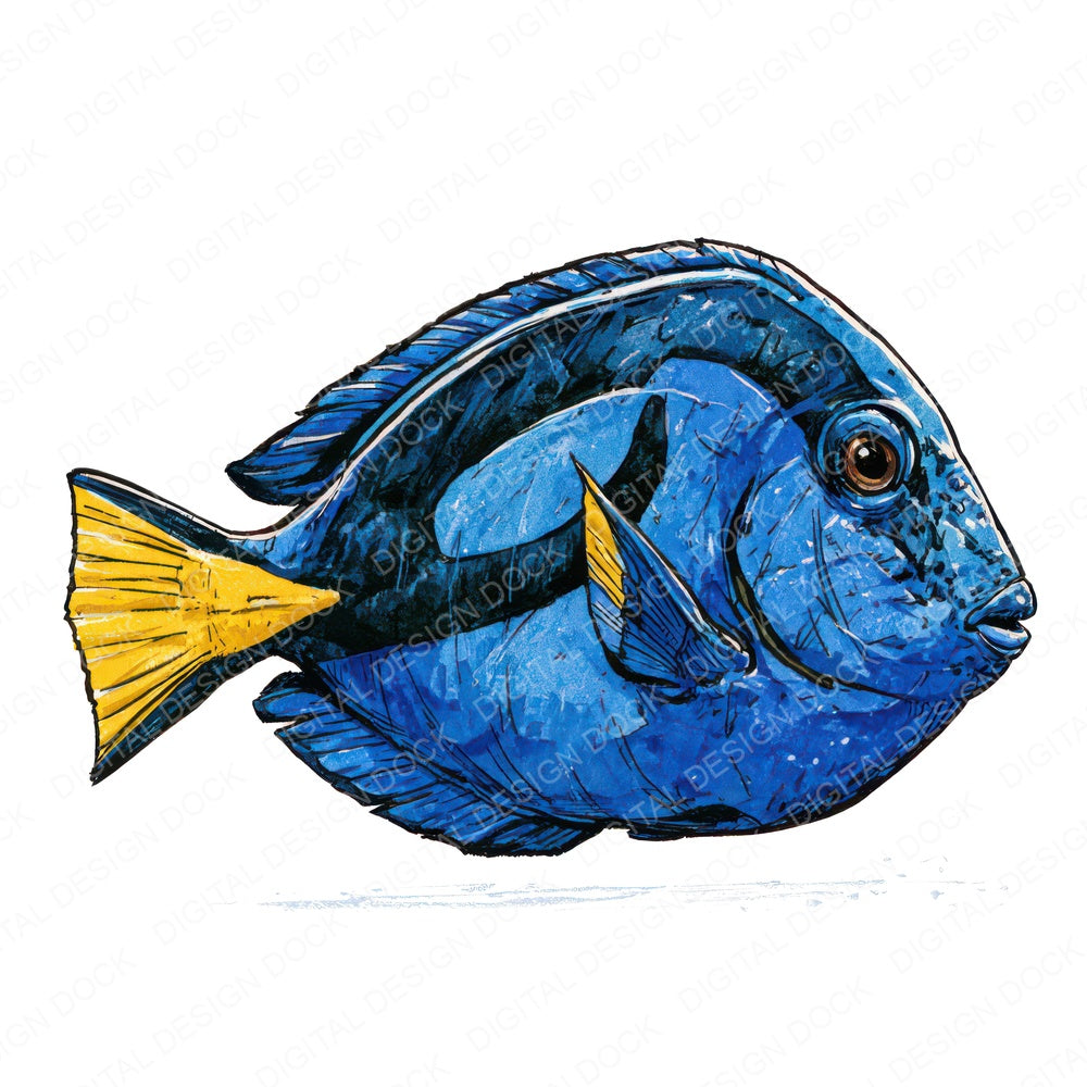 Stylised Blue Tang Clipart Set (DDD013738)