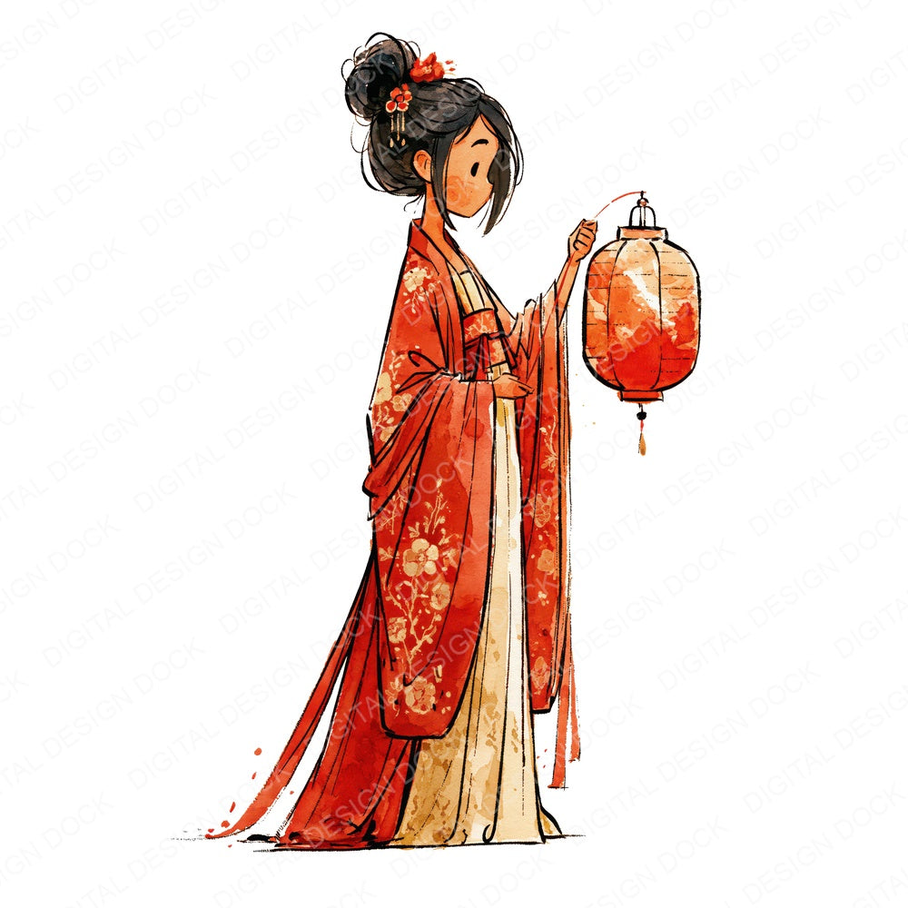 Stylised Chinese Girl Hanfu Fussy Cut Sheets (DDD018027)