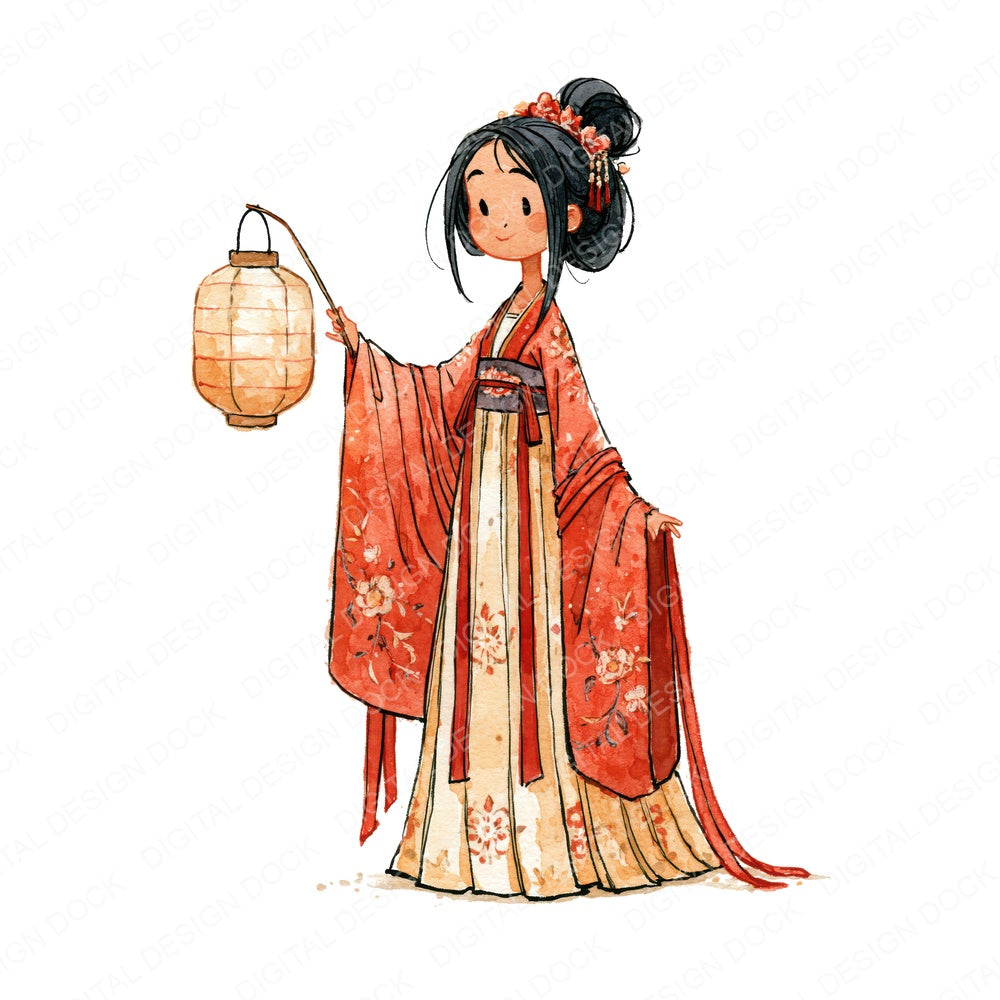 Stylised Chinese Girl Hanfu Fussy Cut Sheets (DDD018027)
