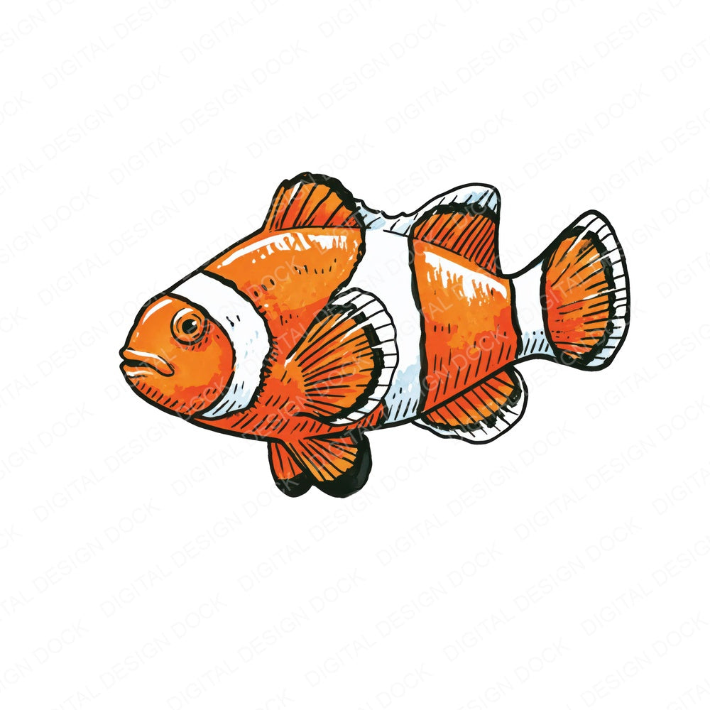 Stylised Clownfish Illustration Fussy Cut Sheets (DDD014548)