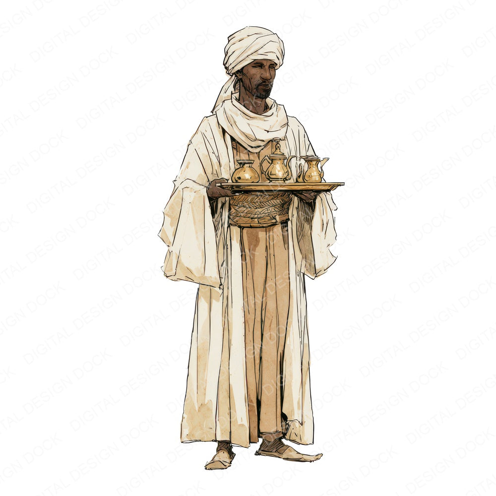 Stylised Egyptian Man Galabeya Clipart Set (DDD018056)
