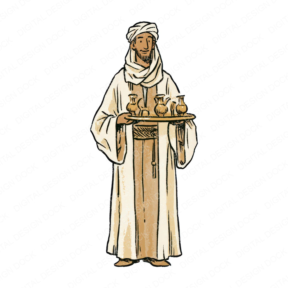 Stylised Egyptian Man Galabeya Clipart Set (DDD018056)