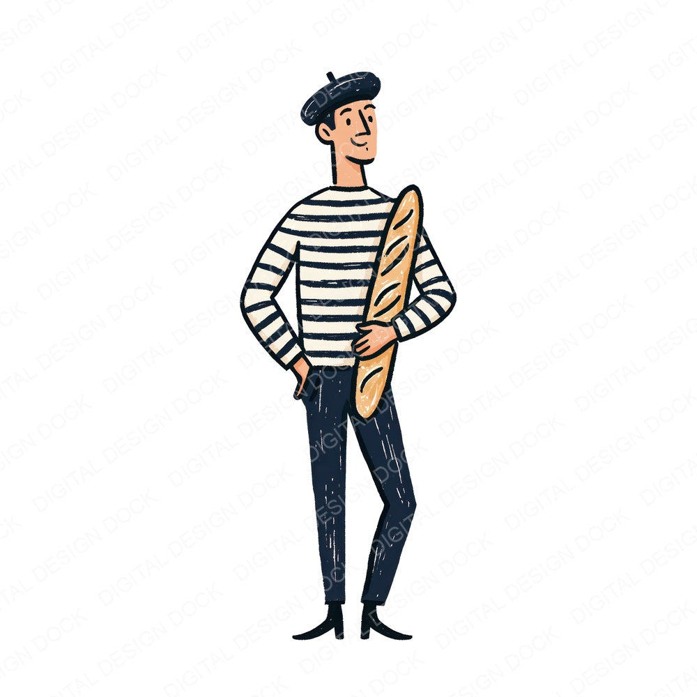 Stylised French Man Cafe Clipart Set (DDD018009)
