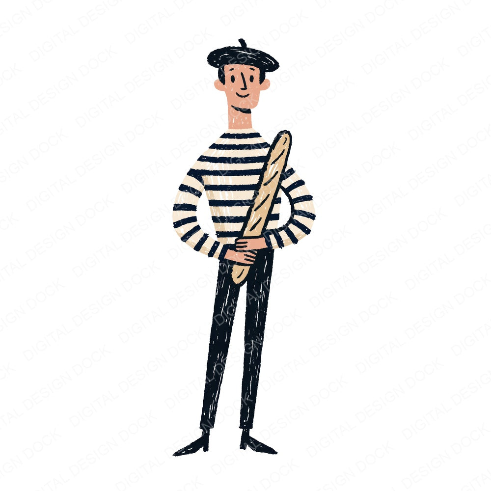 Stylised French Man Cafe Clipart Set (DDD018009)