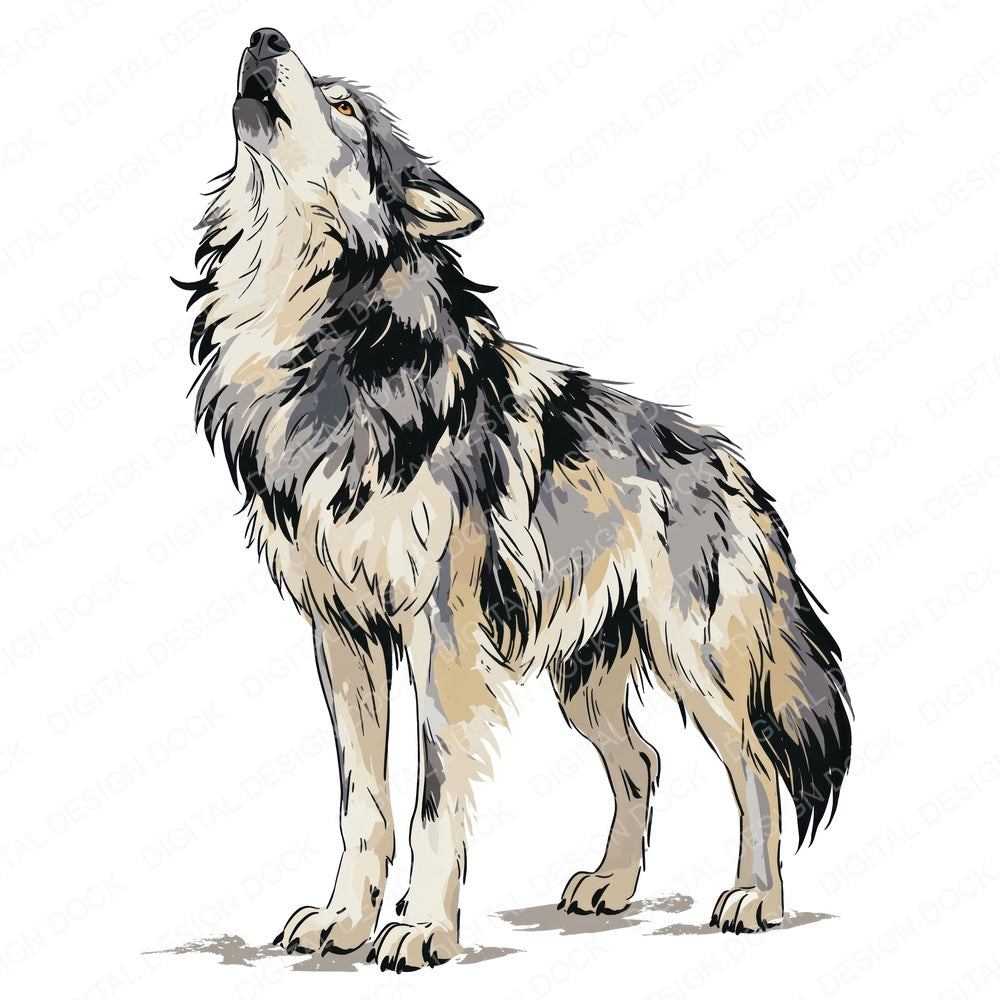 Stylised Grey Wolf Clipart Set (DDD014532)