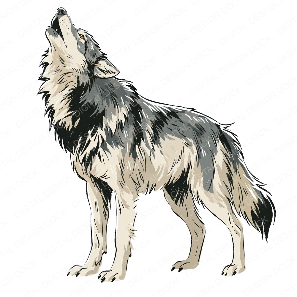 Stylised Grey Wolf Fussy Cut Sheets (DDD014552)