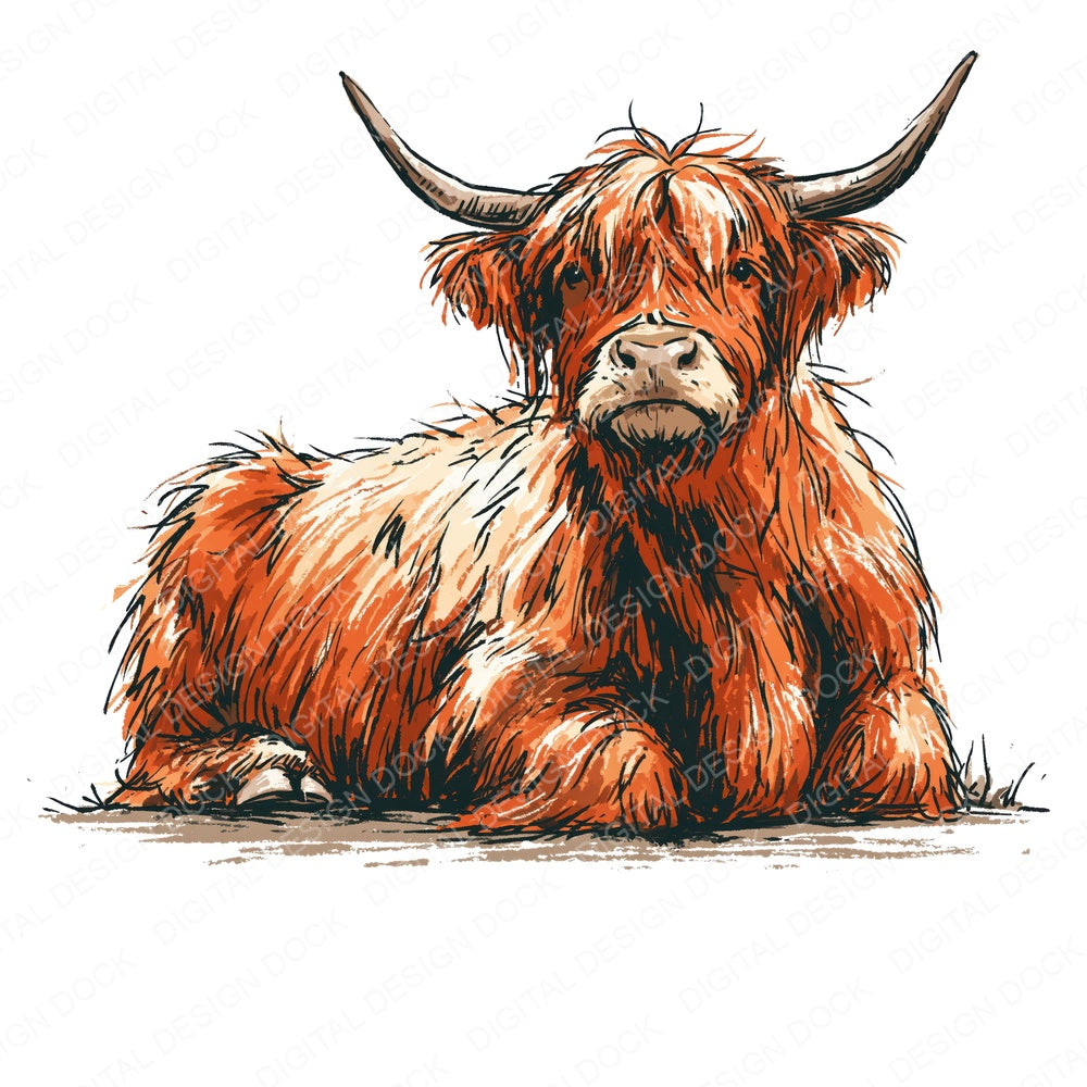 Stylised Highland Cow Fussy Cut Sheets (DDD014553)
